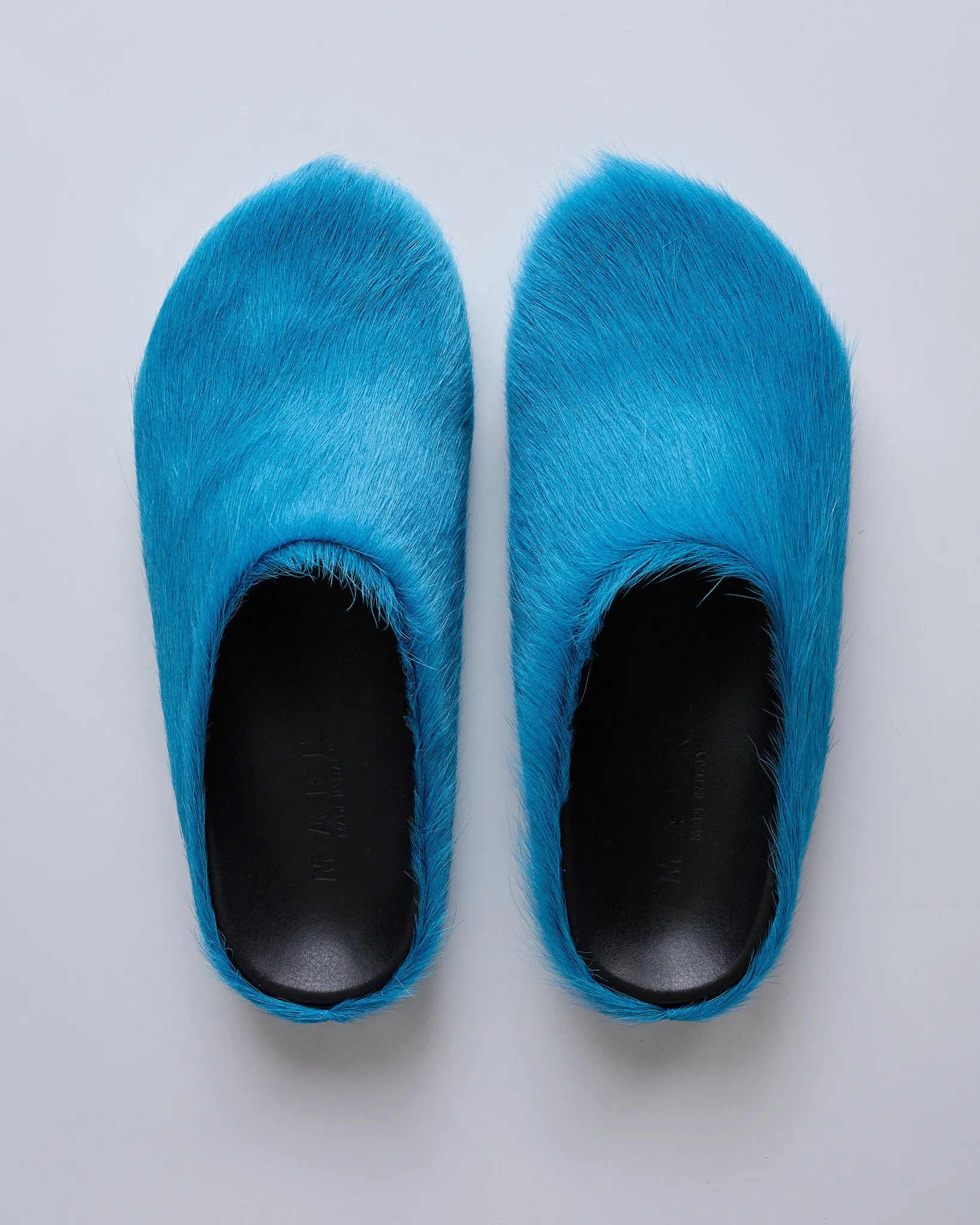 Marni Fussbett Sabot Shaded Long Hair Calf Blue Lilac