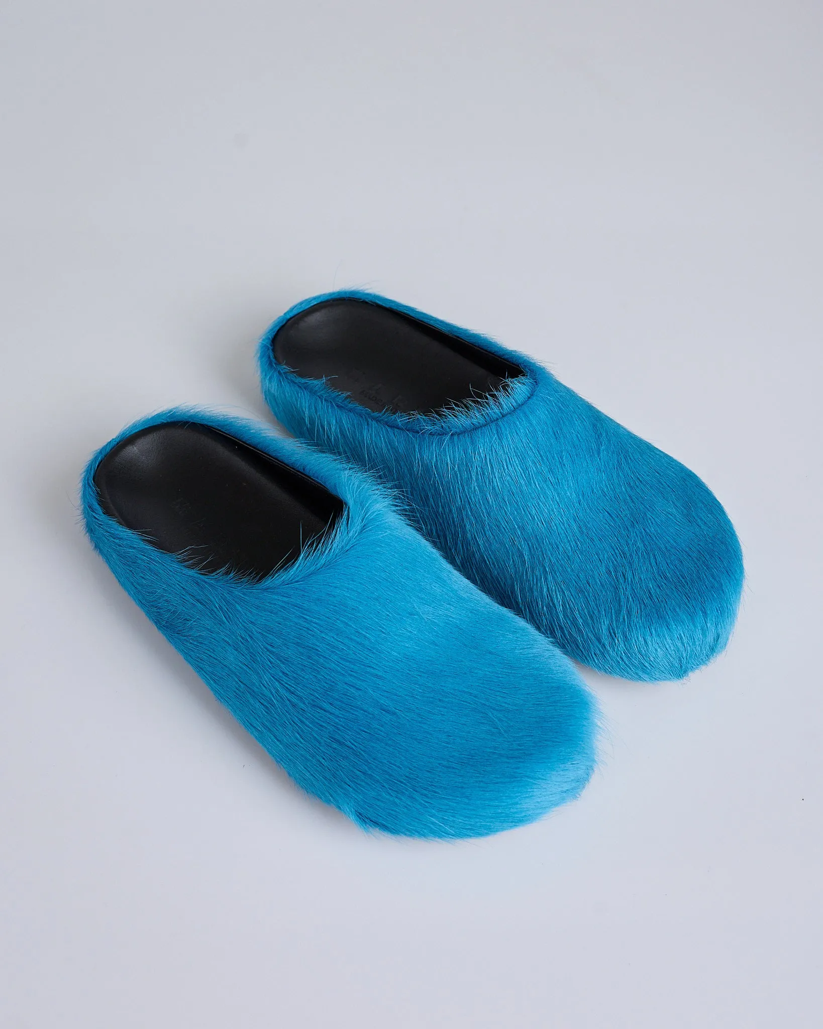 Marni Fussbett Sabot Shaded Long Hair Calf Blue Lilac