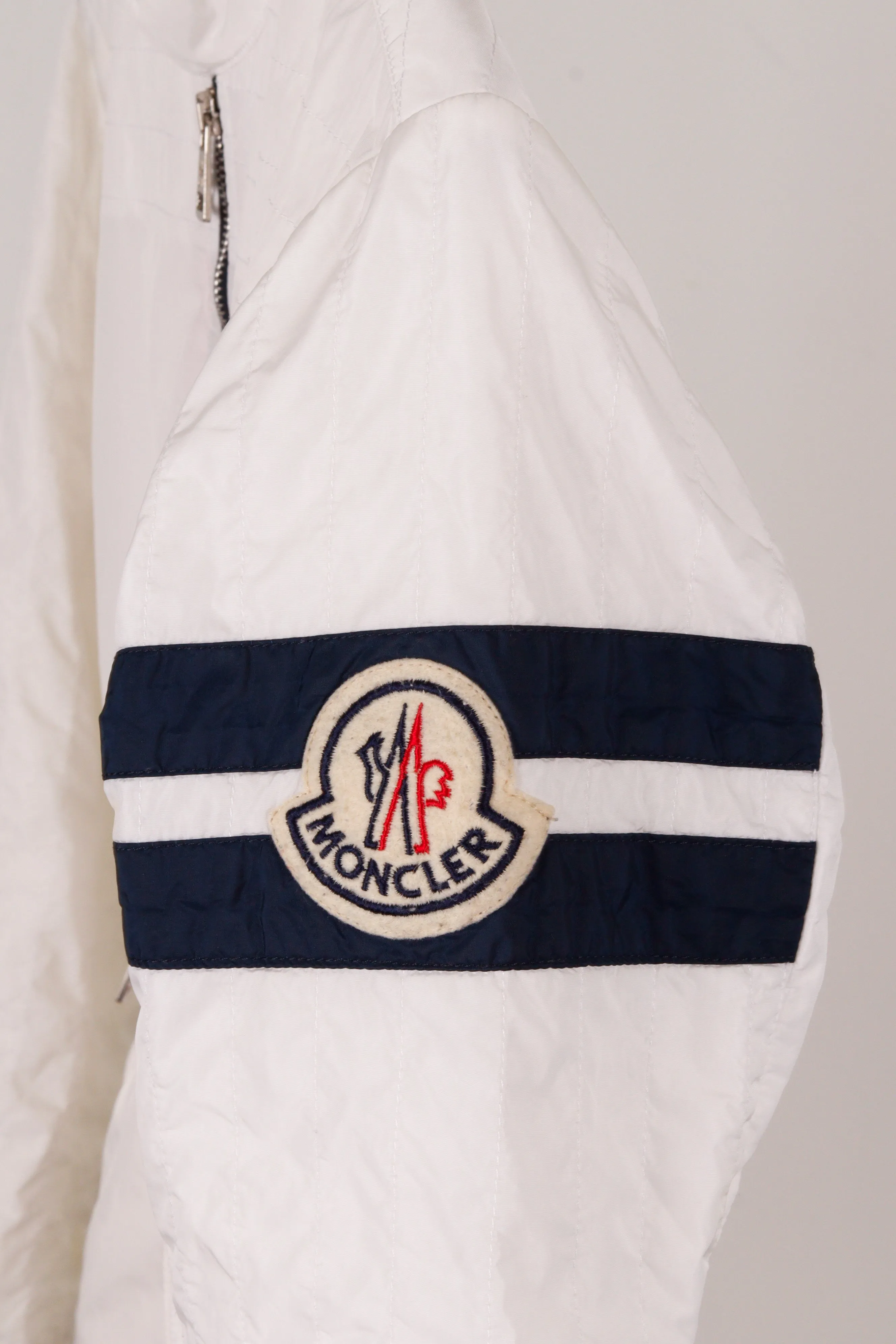 Moncler 'Big Logo' Moto Nylon Jacket White