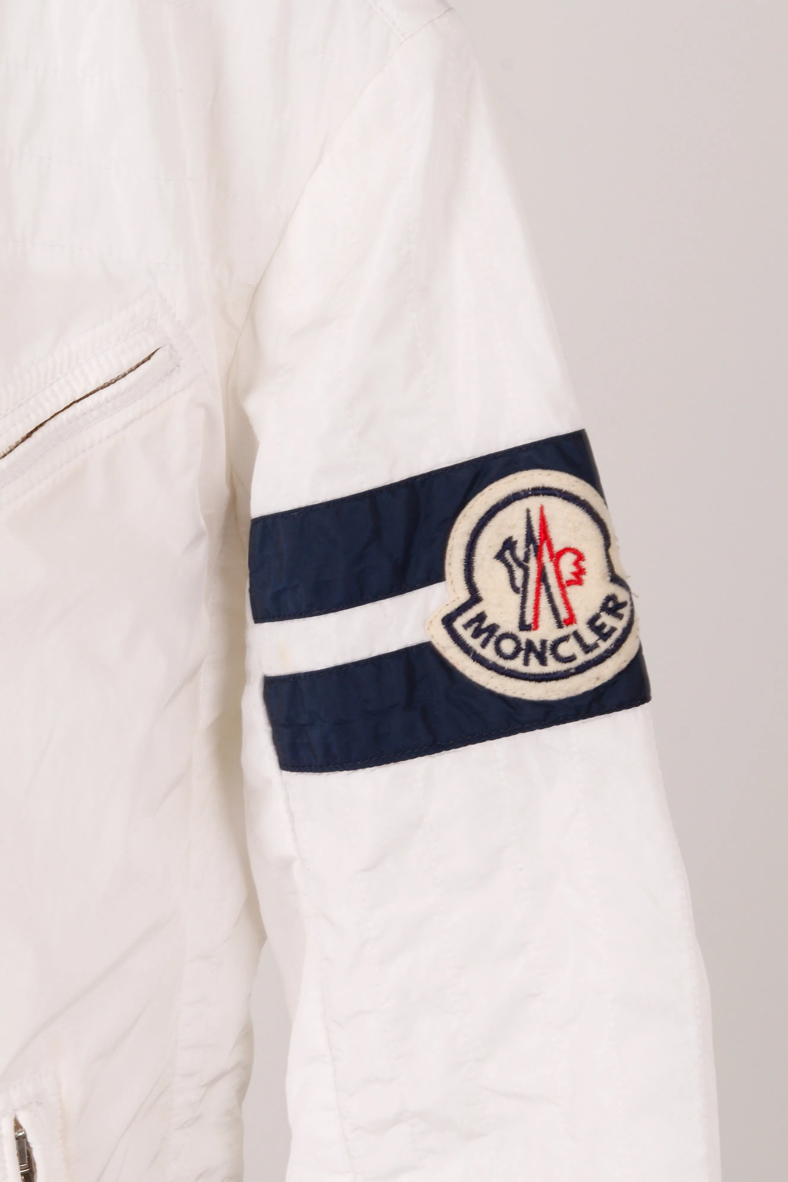Moncler 'Big Logo' Moto Nylon Jacket White