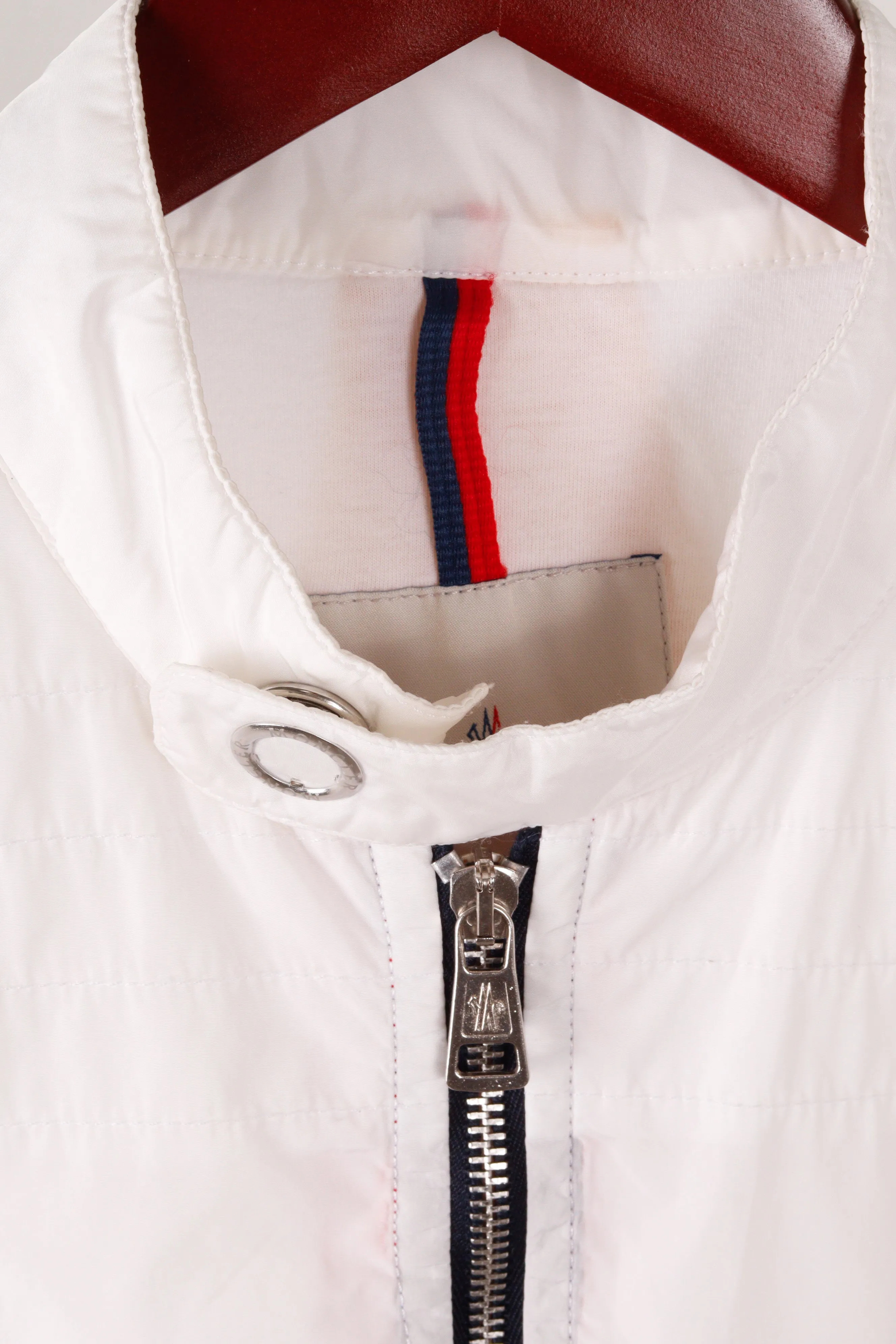 Moncler 'Big Logo' Moto Nylon Jacket White