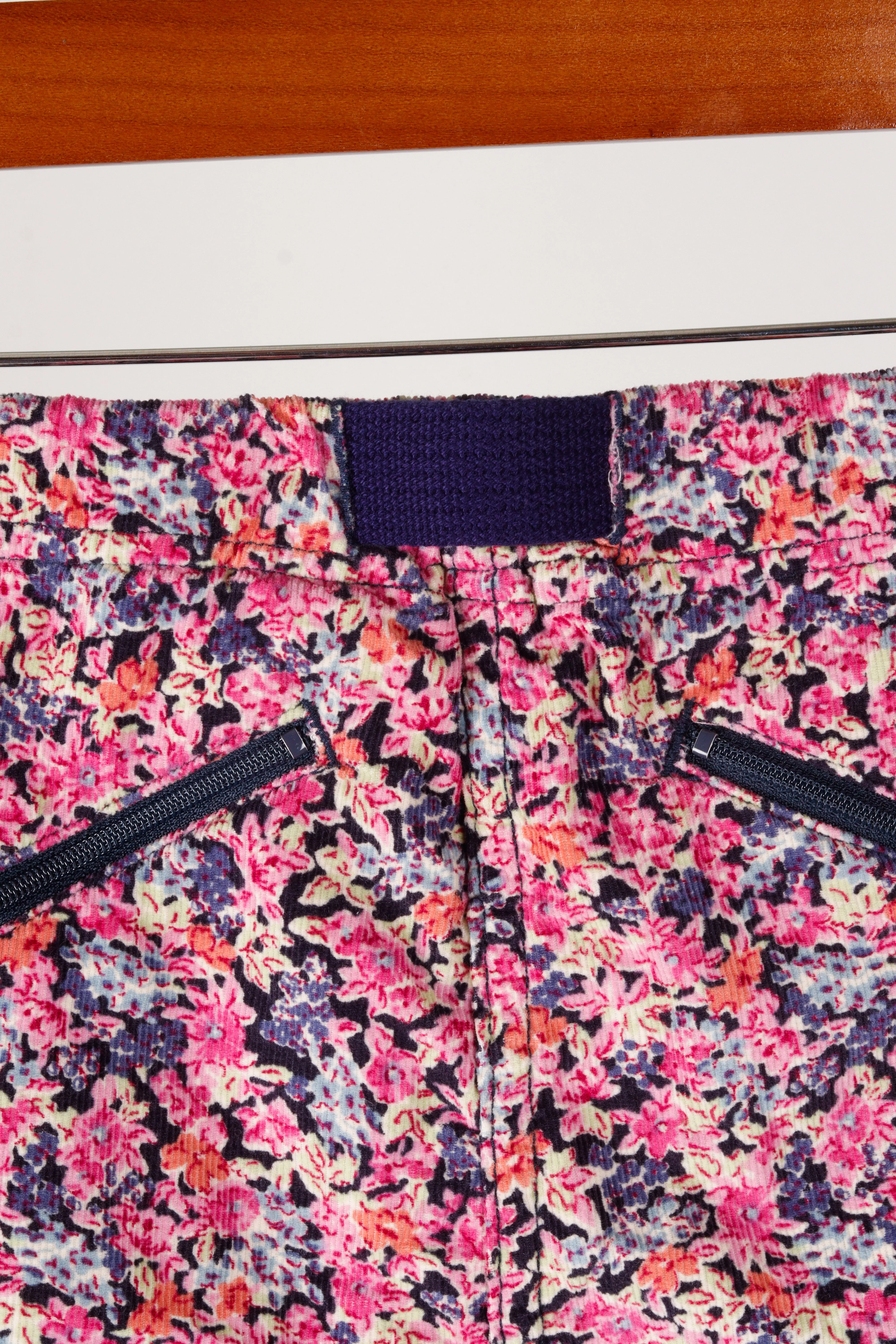 Needles 'Floral Print Belted Corduroy' Shorts