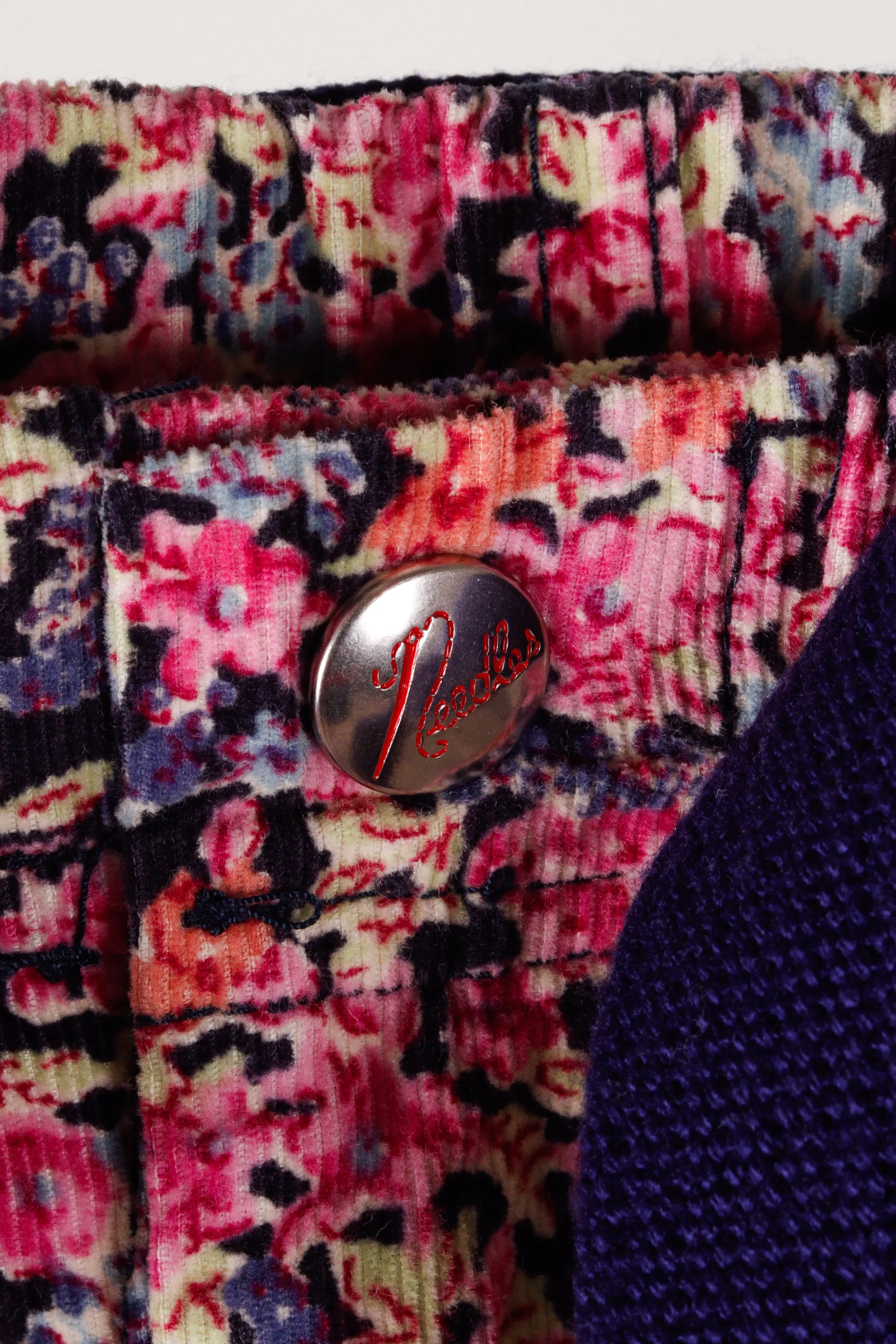 Needles 'Floral Print Belted Corduroy' Shorts