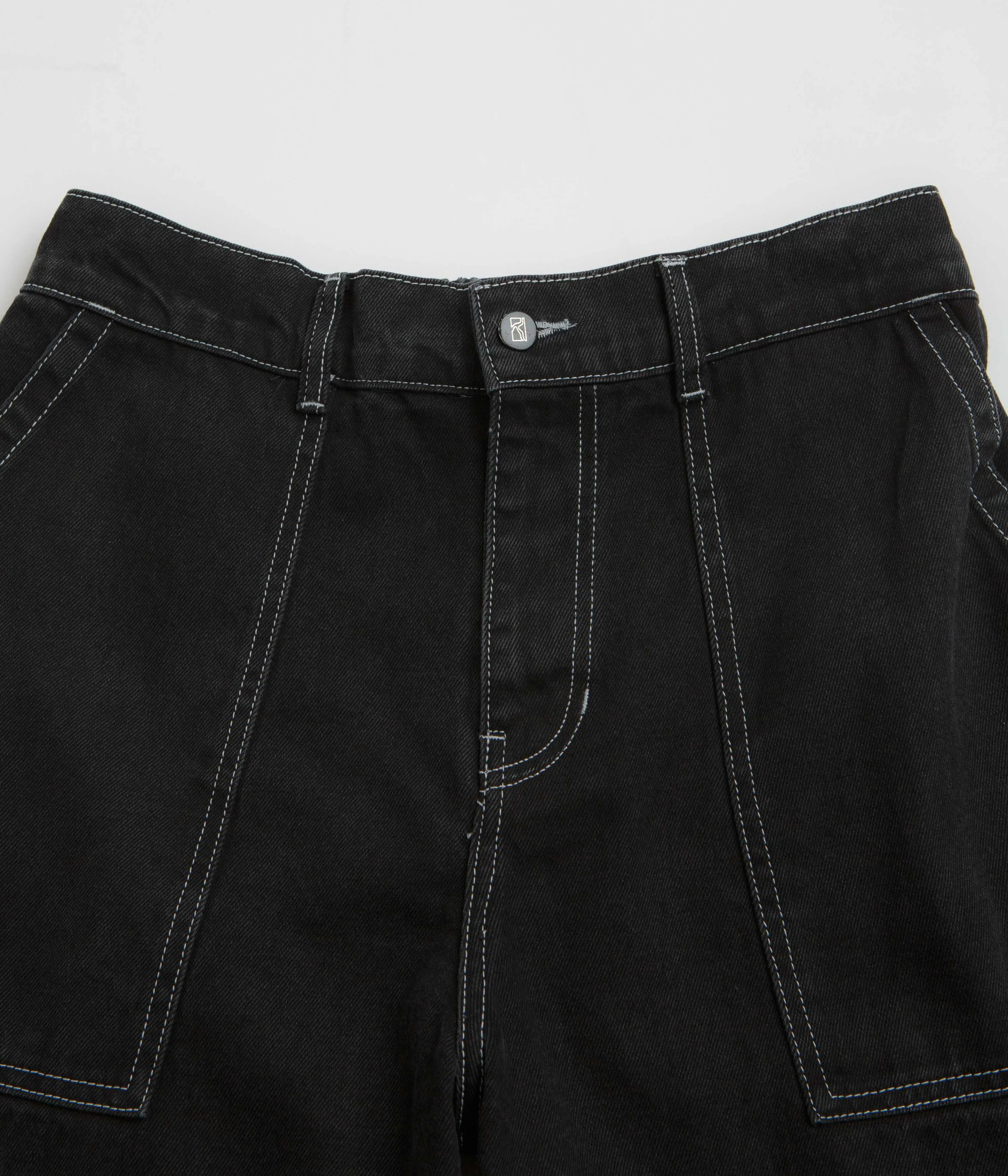 Poetic Collective Painter Pants - Black Denim / White Seams