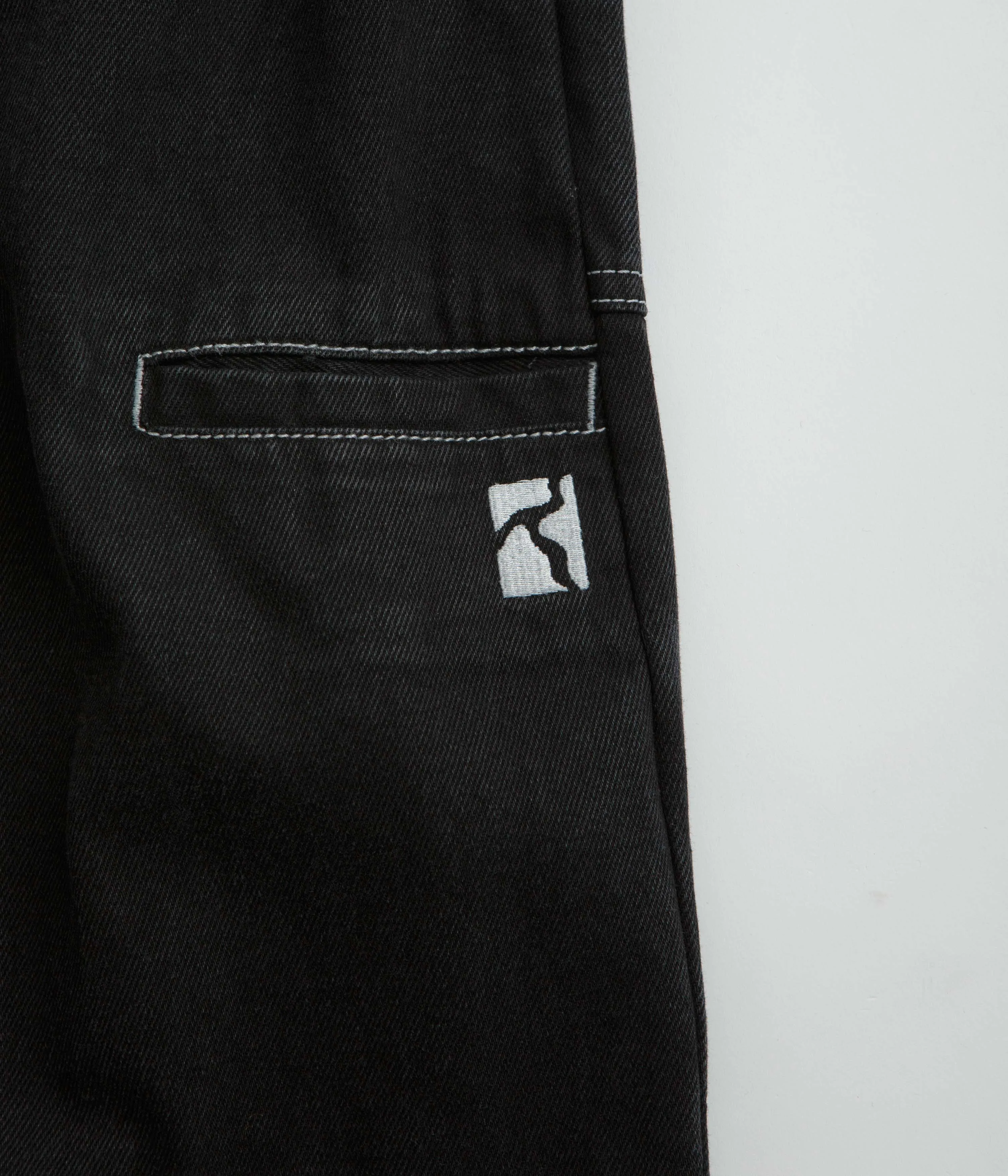 Poetic Collective Painter Pants - Black Denim / White Seams