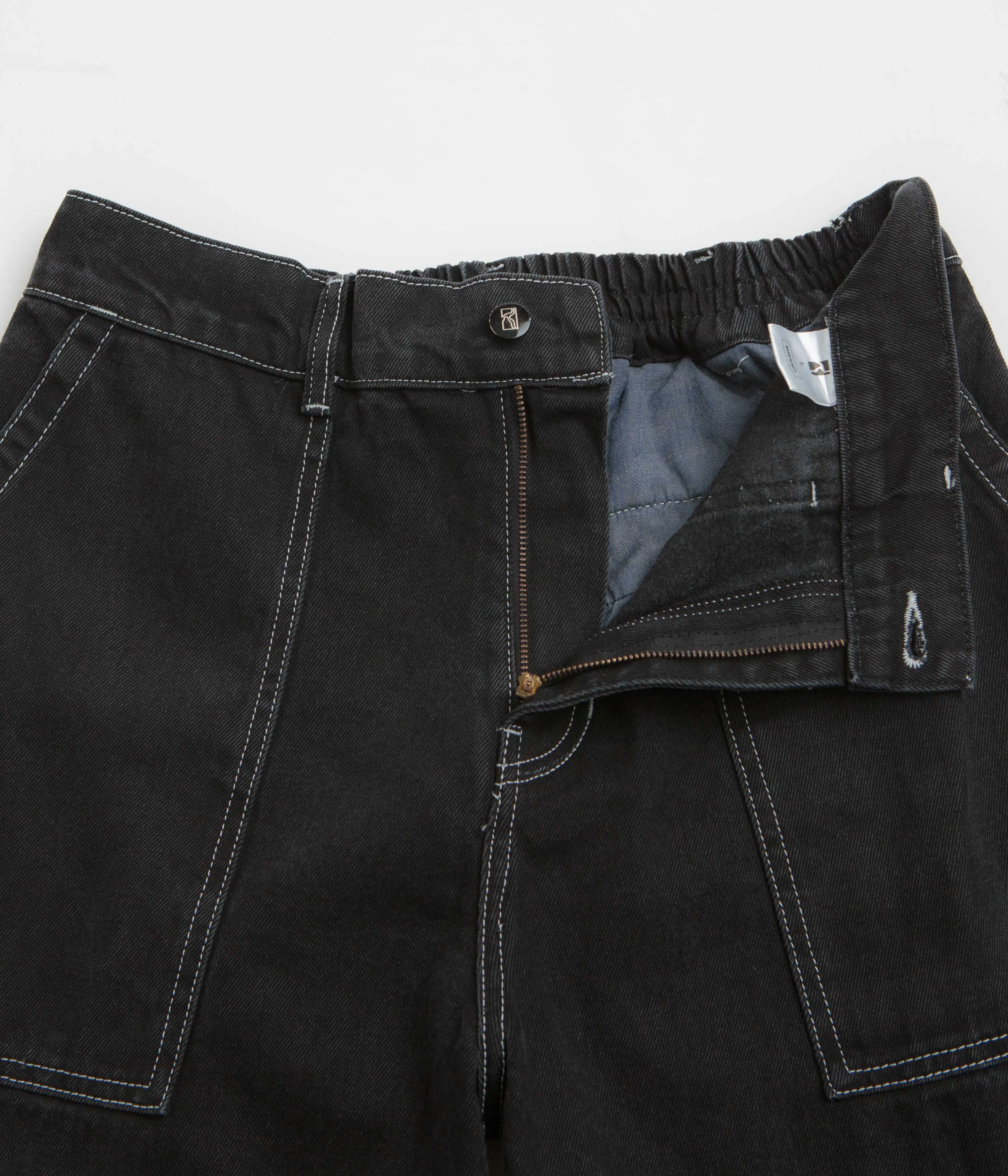 Poetic Collective Painter Pants - Black Denim / White Seams