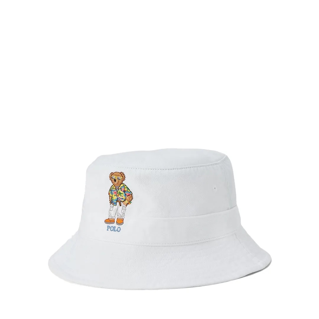 POLO BEAR TWILL BUCKET HAT WHITE