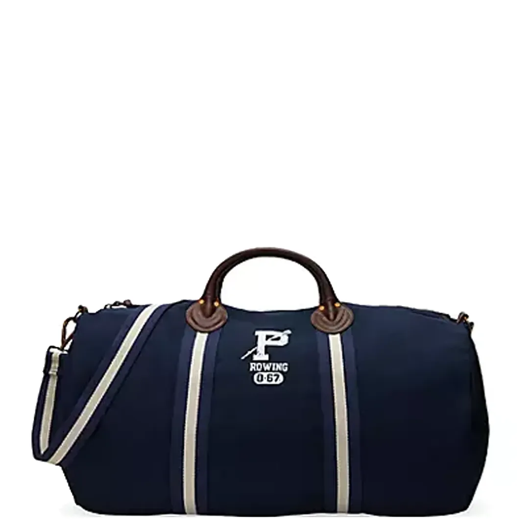 PREPPY LEATHER-TRIMMED DUFFEL BAG NEWPORT NAVY