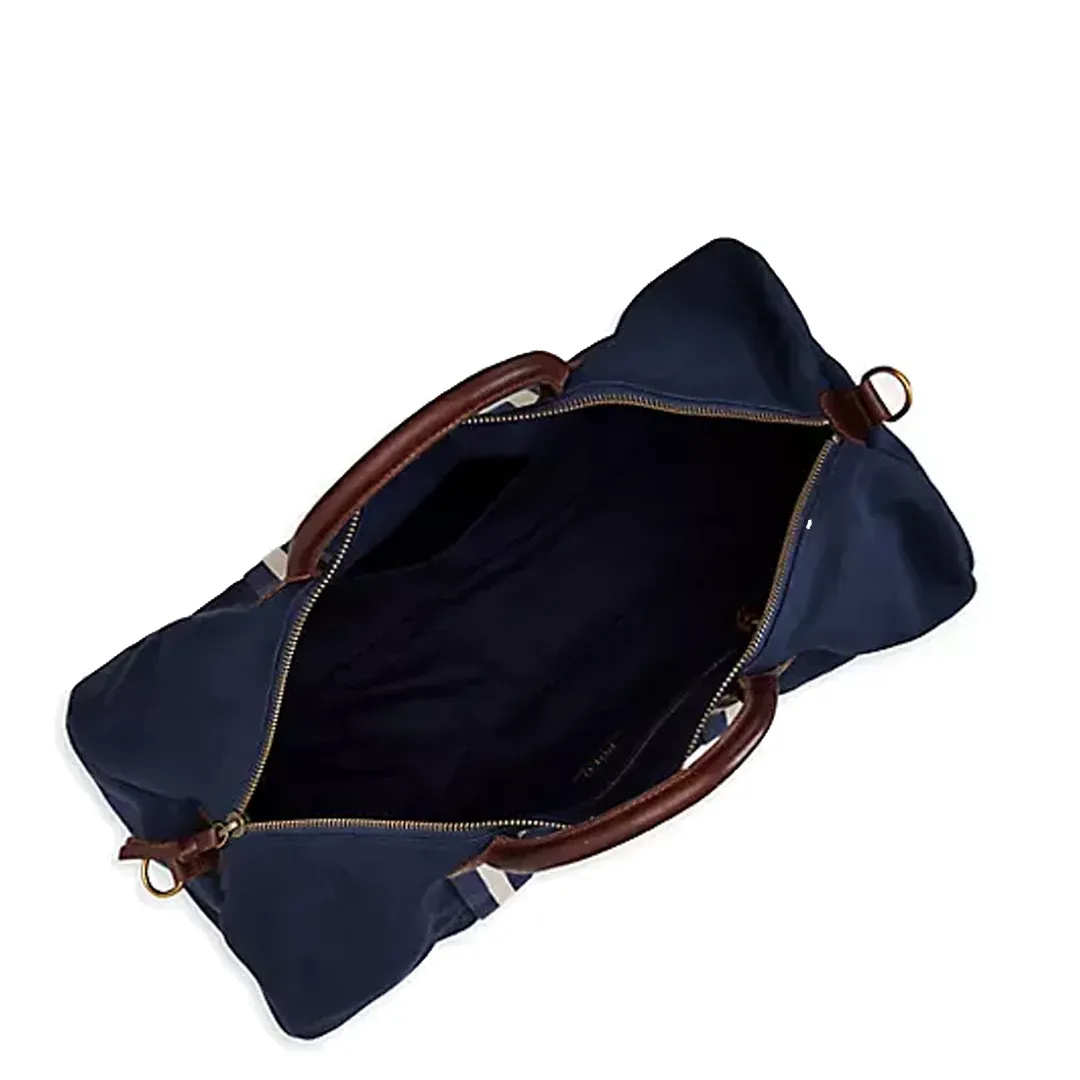 PREPPY LEATHER-TRIMMED DUFFEL BAG NEWPORT NAVY