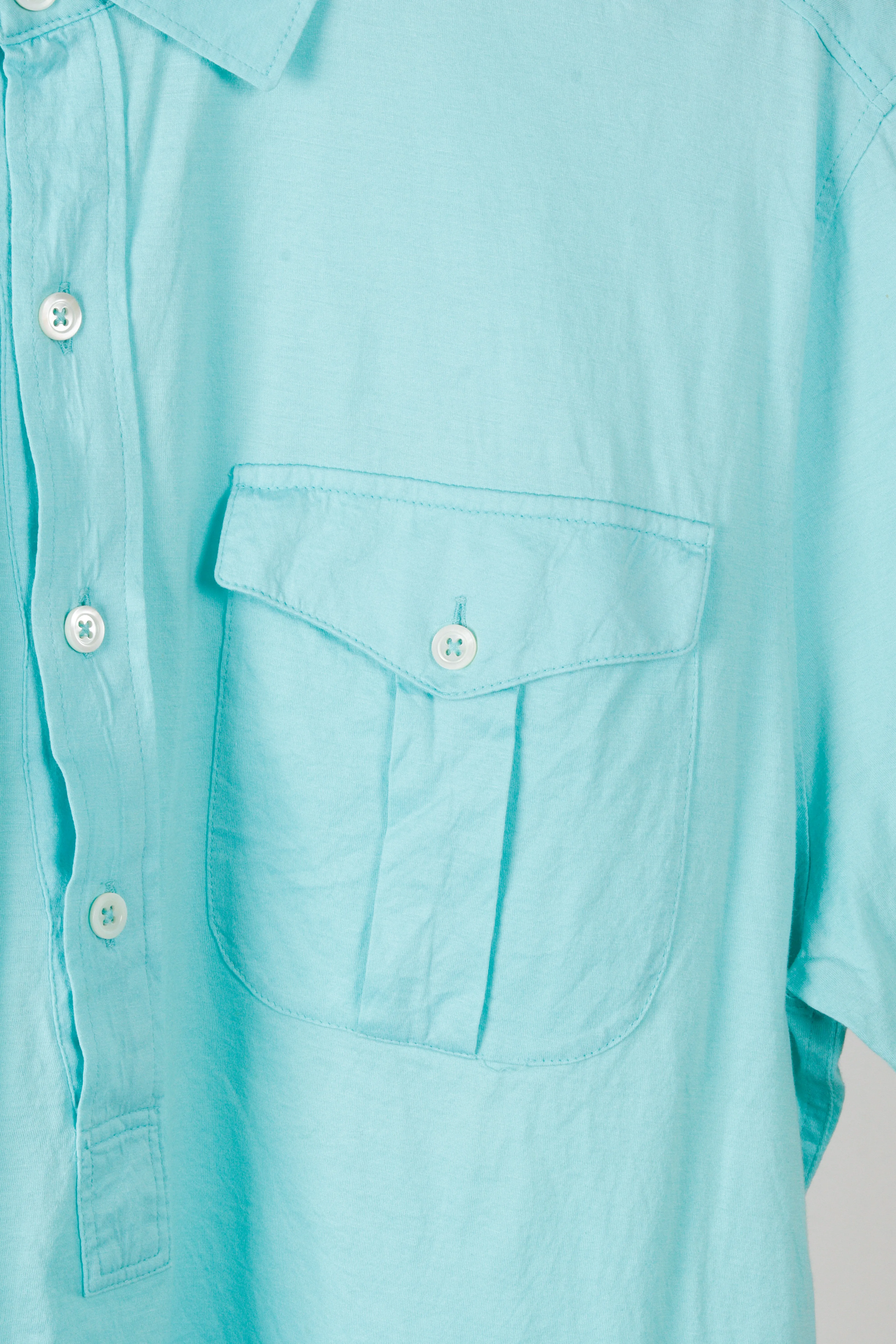 Ralph Lauren Black Label SS13 'Double Pocket Half Buttoned' S/S Polo Shirt Turquoise (2013)