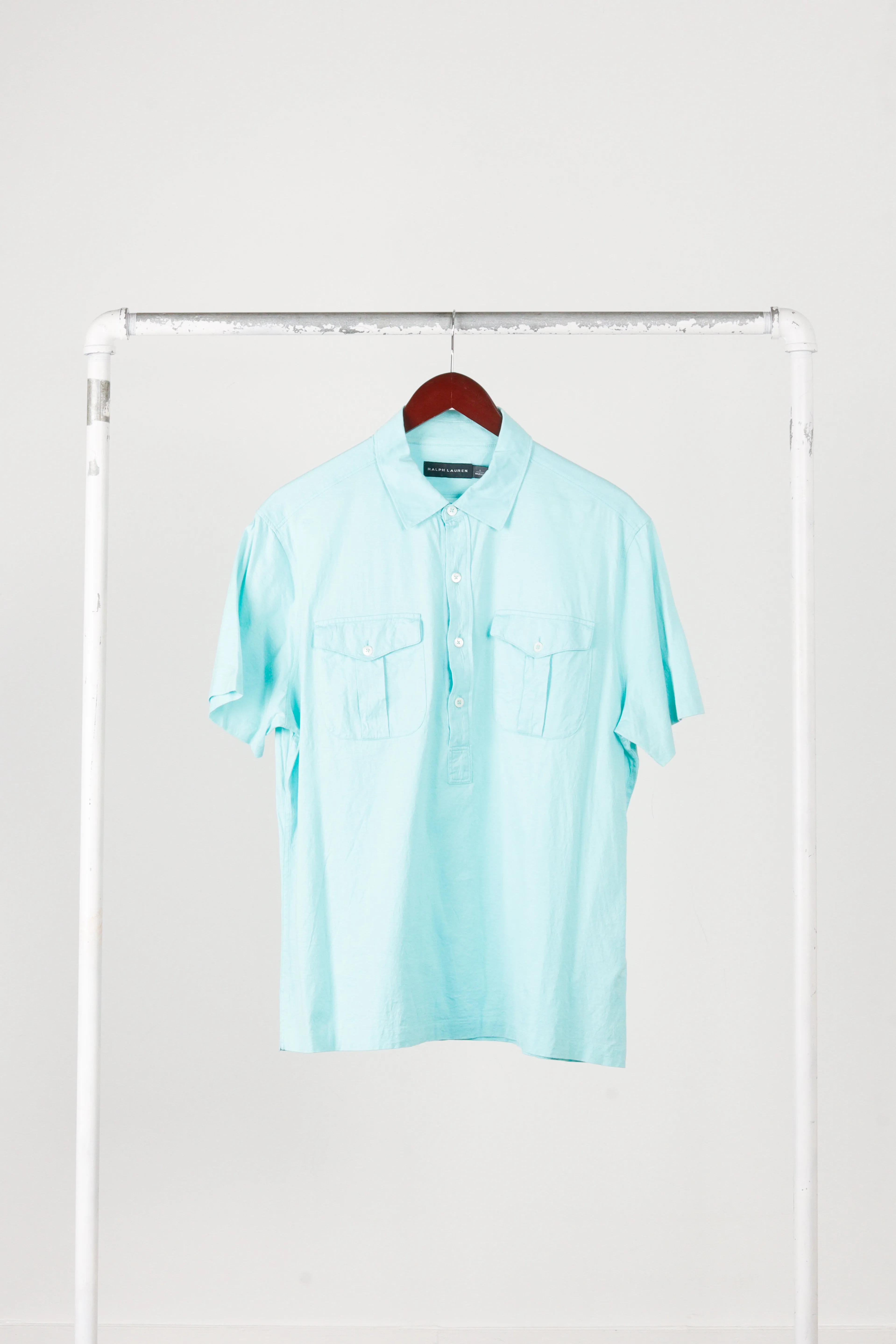Ralph Lauren Black Label SS13 'Double Pocket Half Buttoned' S/S Polo Shirt Turquoise (2013)