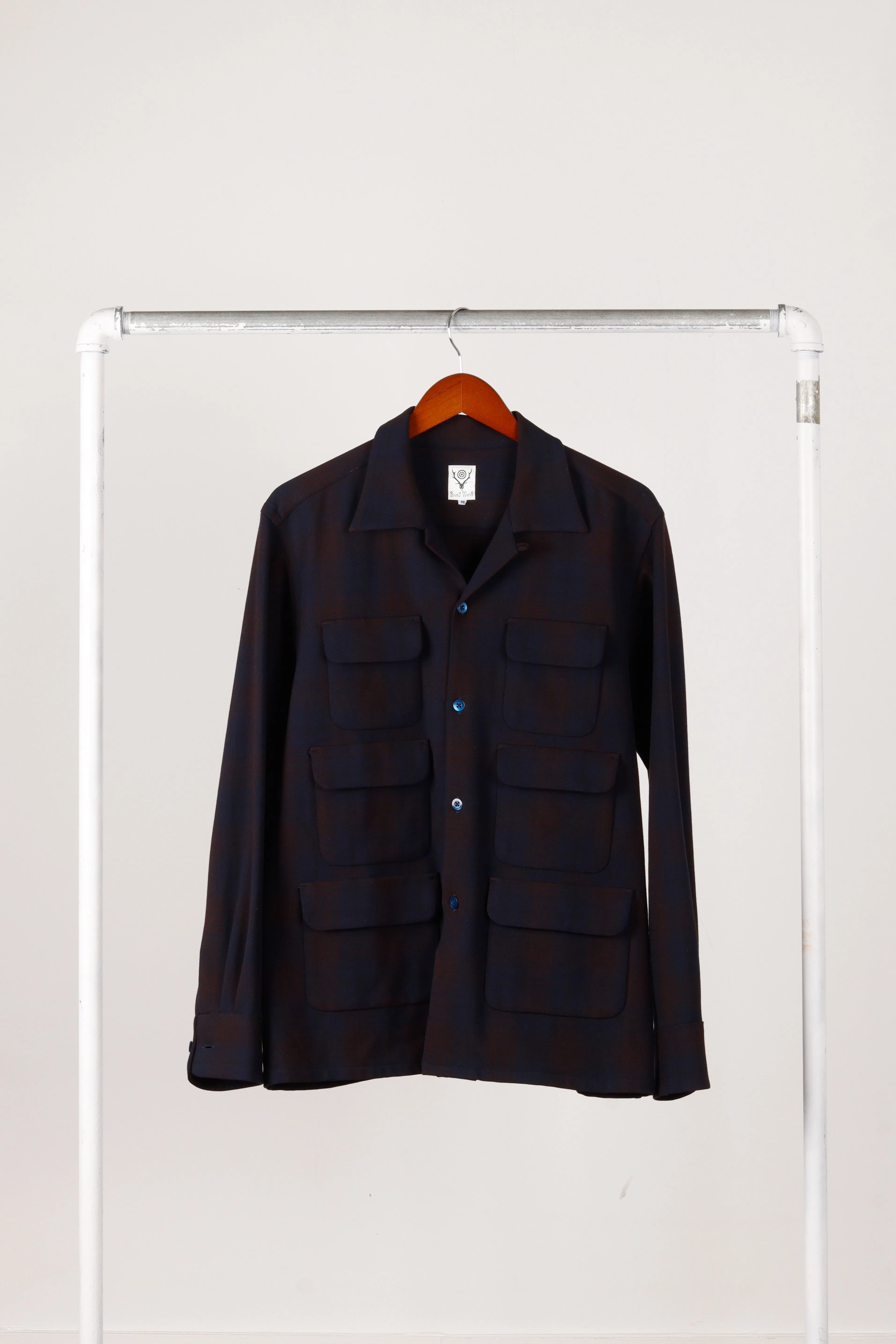 South2 West8 AW19 'Shadow Plaid 6-Pocket' Jacket Navy (2019)