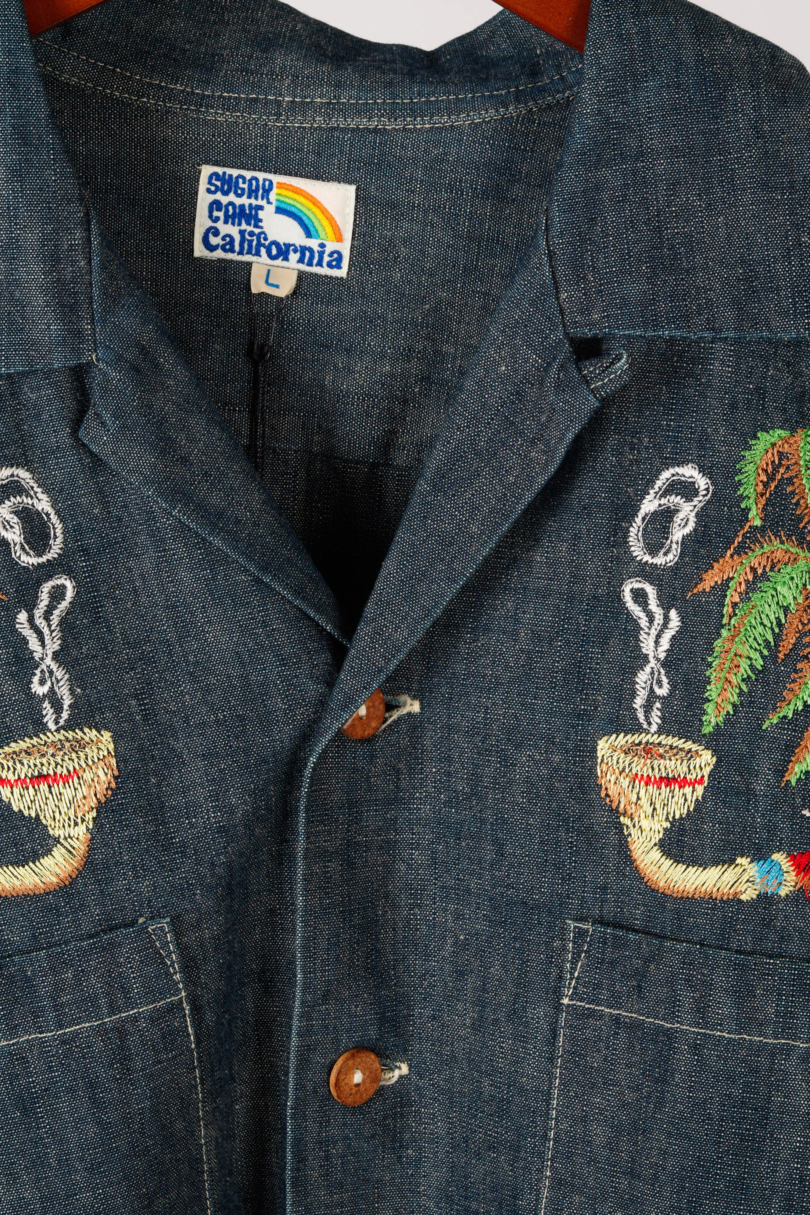 SugarCane FW20 'Palms & Pipes Embroidered' Chambray Denim Shirt (2020)