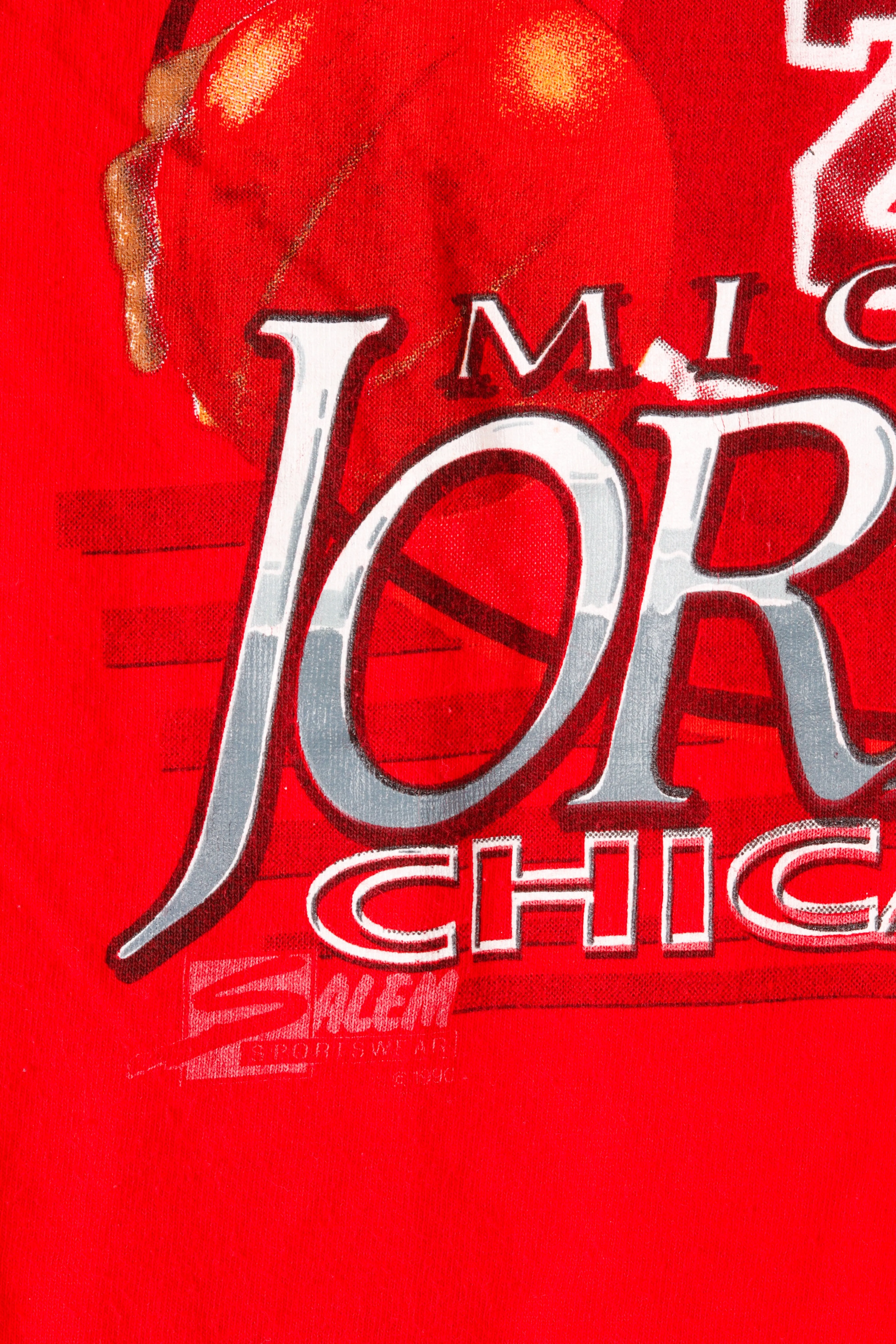 Vintage 1990 Chicago Bulls 'Michael Jordan Photo Graphic' T-Shirt Red [Large]