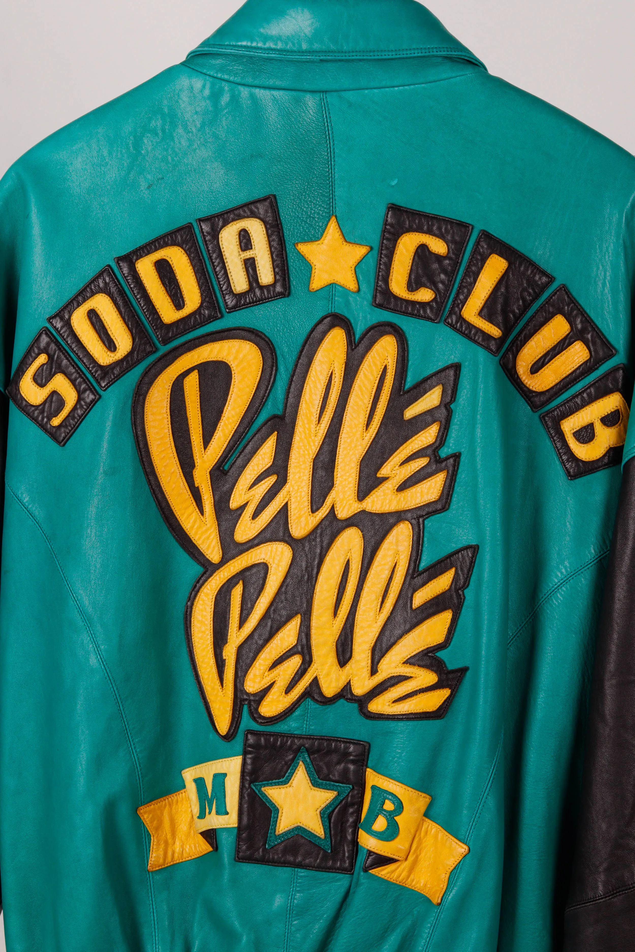 Vintage 90's Pelle Pelle 'Soda Club MB' Leather Jacket Green Black