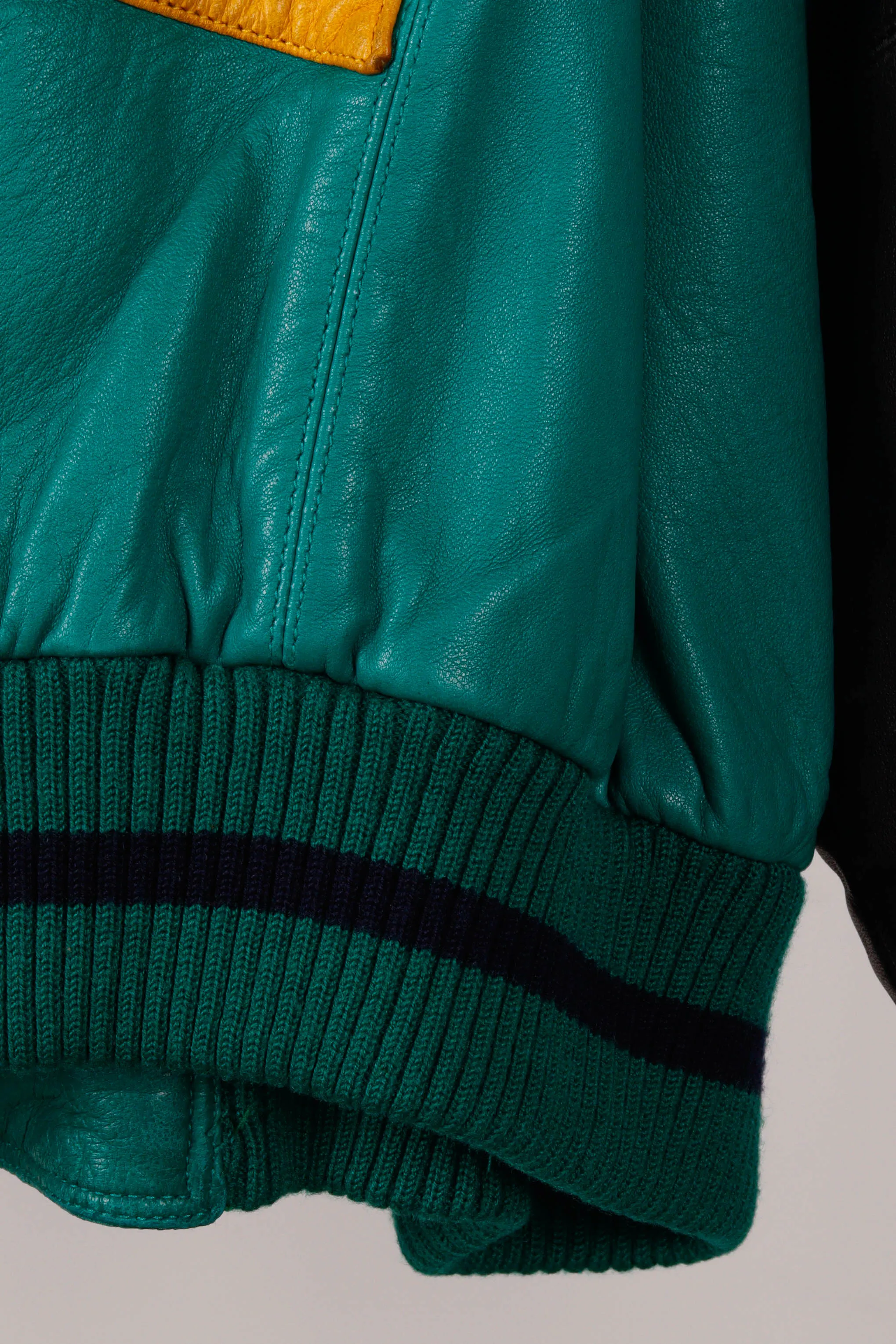 Vintage 90's Pelle Pelle 'Soda Club MB' Leather Jacket Green Black